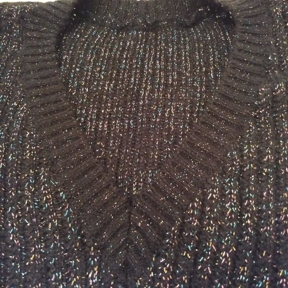 vintage 80s Benetton metallic chunky cable knit sweater dress NWOT - Picture 3 of 15